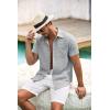 imageCOOFANDY Mens Button Down Short Sleeve Shirt Casual Shirts Summer Beach Textured Shirts with PocketLight Grey