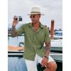 imageCOOFANDY Mens Cuban Guayabera Shirt Casual Short Sleeve Button Down Shirts Summer Beach ShirtsArmy Green