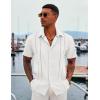 imageCOOFANDY Mens Cuban Guayabera Shirt Casual Short Sleeve Button Down Shirts Summer Beach ShirtsAwhite