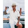 imageCOOFANDY Mens Cuban Guayabera Shirt Casual Short Sleeve Button Down Shirts Summer Beach ShirtsAwhite