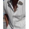 imageCOOFANDY Mens Cuban Guayabera Shirt Casual Short Sleeve Button Down Shirts Summer Beach ShirtsAwhite