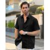 imageCOOFANDY Mens Cuban Guayabera Shirt Casual Short Sleeve Button Down Shirts Summer Beach ShirtsBlack