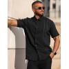 imageCOOFANDY Mens Cuban Guayabera Shirt Casual Short Sleeve Button Down Shirts Summer Beach ShirtsBlack