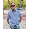 imageCOOFANDY Mens Cuban Guayabera Shirt Casual Short Sleeve Button Down Shirts Summer Beach ShirtsBlue Grey