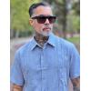 imageCOOFANDY Mens Cuban Guayabera Shirt Casual Short Sleeve Button Down Shirts Summer Beach ShirtsBlue Grey