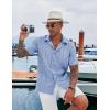 imageCOOFANDY Mens Cuban Guayabera Shirt Casual Short Sleeve Button Down Shirts Summer Beach ShirtsCornflower Blue
