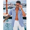 imageCOOFANDY Mens Cuban Guayabera Shirt Casual Short Sleeve Button Down Shirts Summer Beach ShirtsCornflower Blue