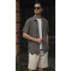 imageCOOFANDY Mens Cuban Guayabera Shirt Casual Short Sleeve Button Down Shirts Summer Beach ShirtsDark Grey