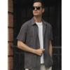 imageCOOFANDY Mens Cuban Guayabera Shirt Casual Short Sleeve Button Down Shirts Summer Beach ShirtsDark Grey