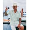 imageCOOFANDY Mens Cuban Guayabera Shirt Casual Short Sleeve Button Down Shirts Summer Beach ShirtsLight Green