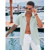 imageCOOFANDY Mens Cuban Guayabera Shirt Casual Short Sleeve Button Down Shirts Summer Beach ShirtsLight Green
