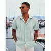 imageCOOFANDY Mens Cuban Guayabera Shirt Casual Short Sleeve Button Down Shirts Summer Beach ShirtsLight Green