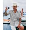 imageCOOFANDY Mens Cuban Guayabera Shirt Casual Short Sleeve Button Down Shirts Summer Beach ShirtsLight Grey