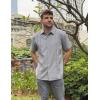 imageCOOFANDY Mens Cuban Guayabera Shirt Casual Short Sleeve Button Down Shirts Summer Beach ShirtsLight Grey