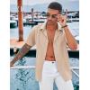 imageCOOFANDY Mens Cuban Guayabera Shirt Casual Short Sleeve Button Down Shirts Summer Beach ShirtsLight Khaki