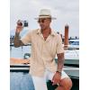 imageCOOFANDY Mens Cuban Guayabera Shirt Casual Short Sleeve Button Down Shirts Summer Beach ShirtsLight Khaki