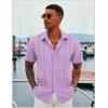 imageCOOFANDY Mens Cuban Guayabera Shirt Casual Short Sleeve Button Down Shirts Summer Beach ShirtsLight Purple
