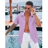 imageCOOFANDY Mens Cuban Guayabera Shirt Casual Short Sleeve Button Down Shirts Summer Beach ShirtsLight Purple