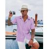 imageCOOFANDY Mens Cuban Guayabera Shirt Casual Short Sleeve Button Down Shirts Summer Beach ShirtsLight Purple