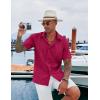 imageCOOFANDY Mens Cuban Guayabera Shirt Casual Short Sleeve Button Down Shirts Summer Beach ShirtsWine Red