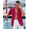 imageCOOFANDY Mens Cuban Guayabera Shirt Casual Short Sleeve Button Down Shirts Summer Beach ShirtsWine Red