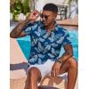 imageCOOFANDY Mens Hawaiian Shirt Short Sleeve Button Down Shirts Tropical Floral Summer Beach ShirtsBlue  Palm Leaf