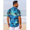 imageCOOFANDY Mens Hawaiian Shirt Short Sleeve Button Down Shirts Tropical Floral Summer Beach ShirtsLight Blue  Island Scenery