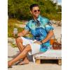 imageCOOFANDY Mens Hawaiian Shirt Short Sleeve Button Down Shirts Tropical Floral Summer Beach ShirtsLight Blue  Island Scenery