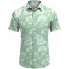 imageCOOFANDY Mens Hawaiian Shirt Short Sleeve Button Down Shirts Tropical Floral Summer Beach ShirtsLight Green  Graffiti Leaf