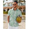 imageCOOFANDY Mens Hawaiian Shirt Short Sleeve Button Down Shirts Tropical Floral Summer Beach ShirtsLight Green  Graffiti Leaf