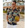 imageCOOFANDY Mens Hawaiian Shirt Short Sleeve Button Down Shirts Tropical Floral Summer Beach ShirtsNavy  Abstract Print