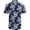 imageCOOFANDY Mens Hawaiian Shirt Short Sleeve Button Down Shirts Tropical Floral Summer Beach ShirtsNavy  Backyard Flowers