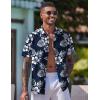 imageCOOFANDY Mens Hawaiian Shirt Short Sleeve Button Down Shirts Tropical Floral Summer Beach ShirtsNavy  Backyard Flowers
