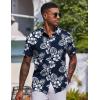 imageCOOFANDY Mens Hawaiian Shirt Short Sleeve Button Down Shirts Tropical Floral Summer Beach ShirtsNavy  Backyard Flowers