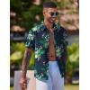 imageCOOFANDY Mens Hawaiian Shirt Short Sleeve Button Down Shirts Tropical Floral Summer Beach ShirtsNavy  Flamingo