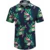 imageCOOFANDY Mens Hawaiian Shirt Short Sleeve Button Down Shirts Tropical Floral Summer Beach ShirtsNavy  Flamingo
