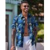 imageCOOFANDY Mens Hawaiian Shirt Short Sleeve Button Down Shirts Tropical Floral Summer Beach ShirtsNavy  Palm Leaf
