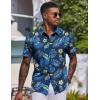 imageCOOFANDY Mens Hawaiian Shirt Short Sleeve Button Down Shirts Tropical Floral Summer Beach ShirtsNavy  Palm Leaf