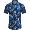 imageCOOFANDY Mens Hawaiian Shirt Short Sleeve Button Down Shirts Tropical Floral Summer Beach ShirtsNavy  Palm Leaf