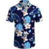 imageCOOFANDY Mens Hawaiian Shirt Short Sleeve Button Down Shirts Tropical Floral Summer Beach ShirtsNavy  Plum Flower