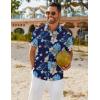 imageCOOFANDY Mens Hawaiian Shirt Short Sleeve Button Down Shirts Tropical Floral Summer Beach ShirtsNavy  Plum Flower