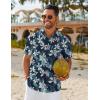 imageCOOFANDY Mens Hawaiian Shirt Short Sleeve Button Down Shirts Tropical Floral Summer Beach ShirtsNavy  Tropical Flower