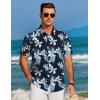 imageCOOFANDY Mens Hawaiian Shirt Short Sleeve Button Down Shirts Tropical Floral Summer Beach ShirtsNavy  Tropical Flower
