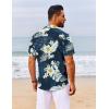 imageCOOFANDY Mens Hawaiian Shirt Short Sleeve Button Down Shirts Tropical Floral Summer Beach ShirtsNavy  White Floral