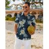 imageCOOFANDY Mens Hawaiian Shirt Short Sleeve Button Down Shirts Tropical Floral Summer Beach ShirtsNavy  White Floral