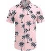 imageCOOFANDY Mens Hawaiian Shirt Short Sleeve Button Down Shirts Tropical Floral Summer Beach ShirtsPink  Coconut Tree