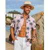 imageCOOFANDY Mens Hawaiian Shirt Short Sleeve Button Down Shirts Tropical Floral Summer Beach ShirtsPink  Coconut Tree