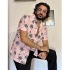 imageCOOFANDY Mens Hawaiian Shirt Short Sleeve Button Down Shirts Tropical Floral Summer Beach ShirtsPink  Coconut Tree
