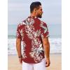 imageCOOFANDY Mens Hawaiian Shirt Short Sleeve Button Down Shirts Tropical Floral Summer Beach ShirtsRed  Tropical Leaf