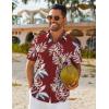 imageCOOFANDY Mens Hawaiian Shirt Short Sleeve Button Down Shirts Tropical Floral Summer Beach ShirtsRed  Tropical Leaf